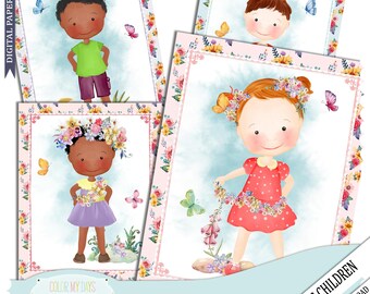 My Little Children – Whimsical Floral Nursery Wall Art | Mid‑Century Retro Printable JPGs | Color My Days Happy