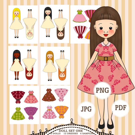 Paper doll Clipart Long Hair Doll Long hair Printable Cut | Etsy