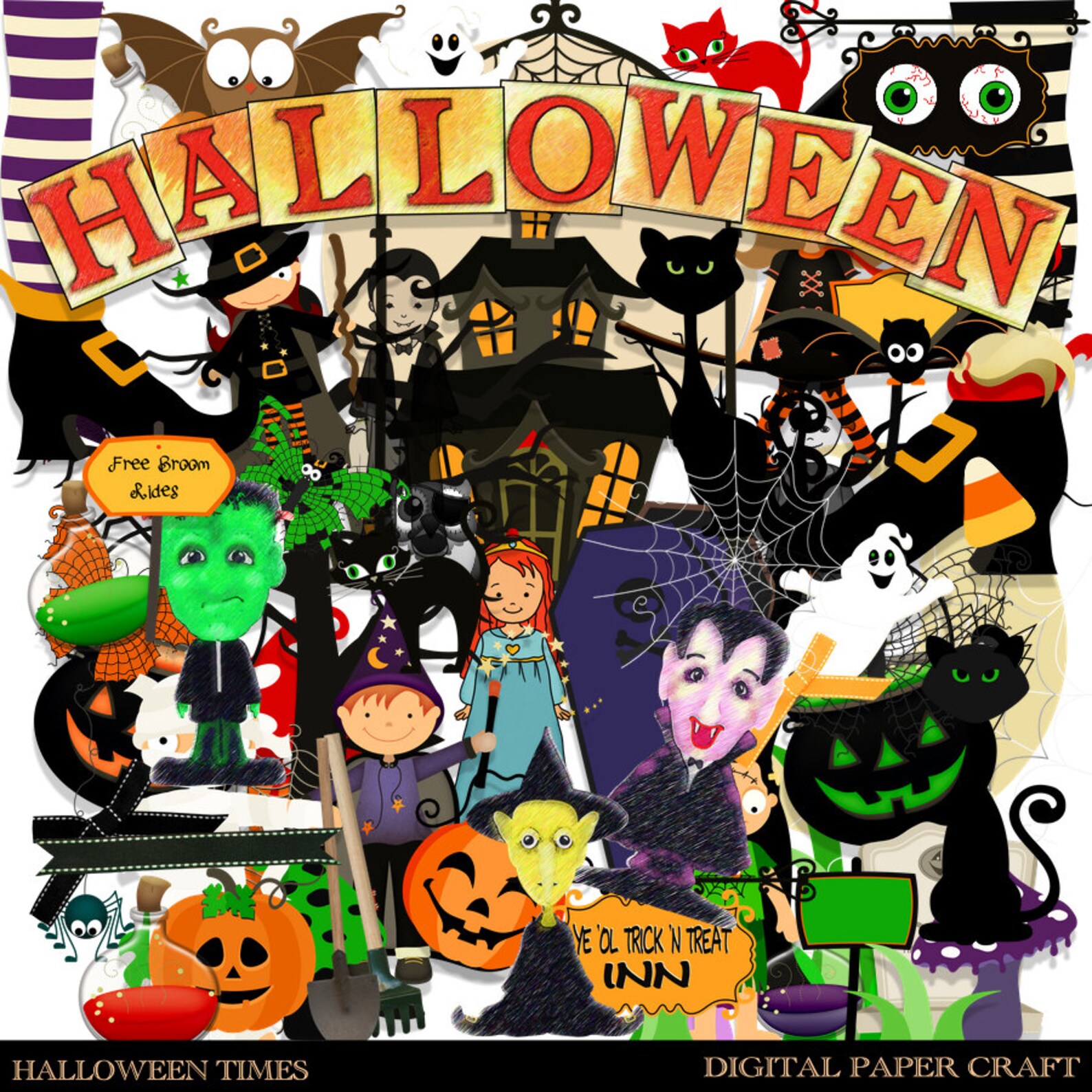 Halloween Scrapbook Kit, Huge Scrapbook, Halloween Embellishments ...