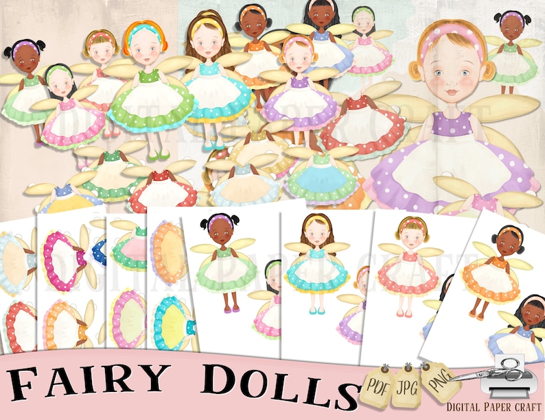 Cut Out pdf Instant Download Printable Paper Doll Digital Paper doll jpg Fairy Doll png Printable doll Cut out doll Craft Doll