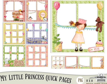 Princess Quick page,  Girl scrapbooks, Quick Pages, Framed pages, Png, Transparent pages, photo display, digital