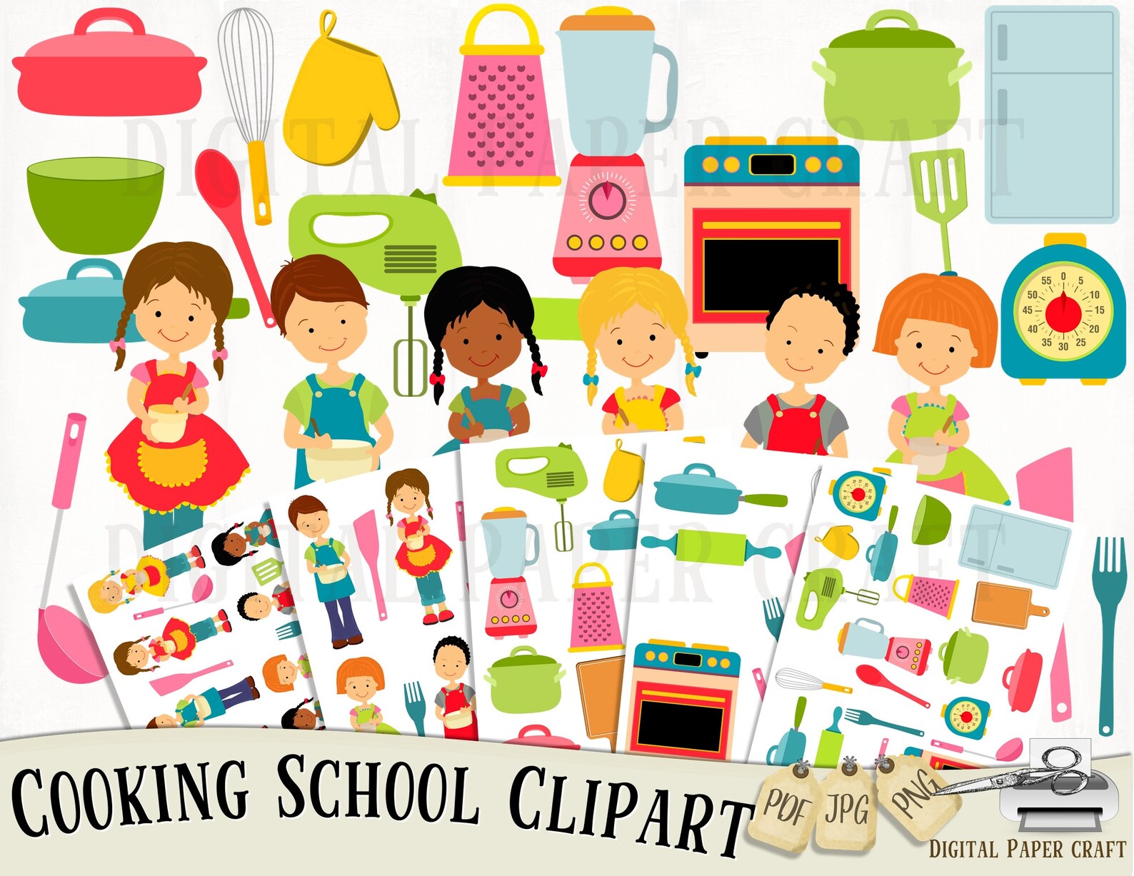 Cooking Clipart Cooking children Children Clipart Kitchen | Etsy