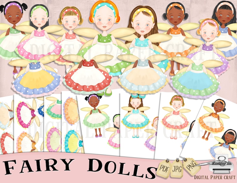 Cut Out pdf Instant Download Printable Paper Doll Digital Paper doll jpg Fairy Doll png Printable doll Cut out doll Craft Doll