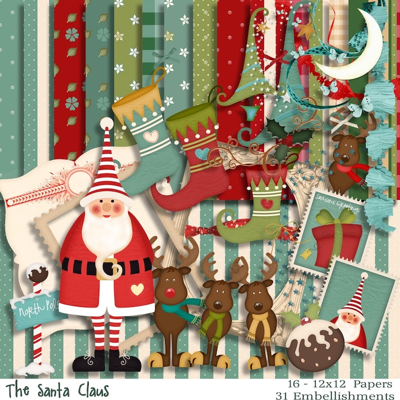 Christmas Scrapbook Scrapbook Kit the Santa Christmas Kit Etsy