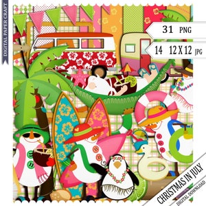 Christmas scrapbook Kit, Hot christmas, Beach Christmas, Holiday Christmas, Christmas In July, Instant Download