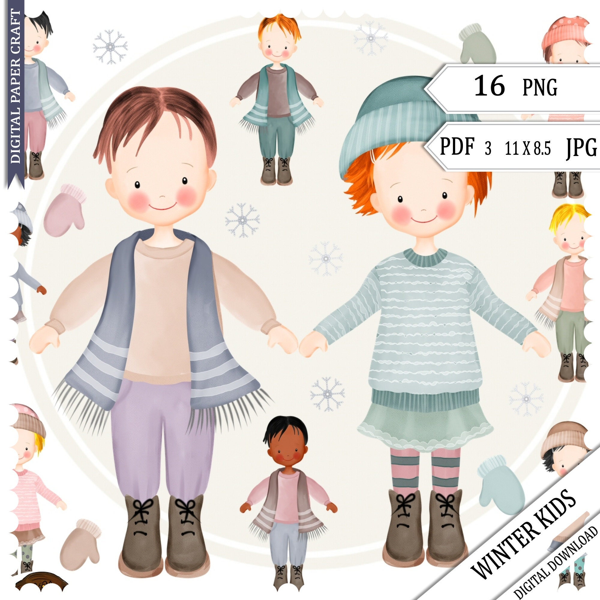 Watercolor Winter Kids Clipart: PNG, JPG, PDF (digital Download) Printable,  Room Display, Winter Art, - Etsy, image size:2000x2000