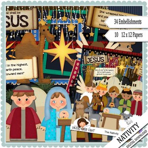 Nativity scrap book, Christmas scrap book, Christian Scrapbook, Instant Download, Bible Scrapbook Kit, Journal, image 3