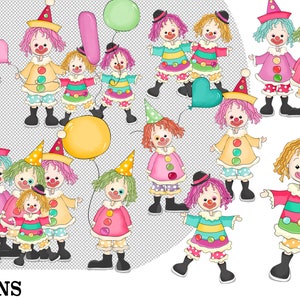 Clown Clipart, Children, Clipart, Circus, Journal, Scrapbooking, Craft, printable, Cardmaking, Sublimation, Nursery, Party, Sublimation image 9