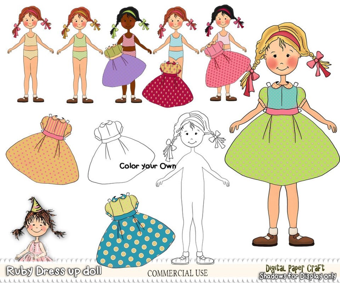 Paper Doll, Printable Doll, Cut Out Doll, Printable, Craft Doll, Doll and Clothes, Childrens