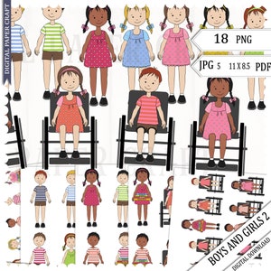 Imágenes prediseñadas de silla de ruedas, imágenes prediseñadas de la escuela, imágenes prediseñadas de niños, imágenes prediseñadas de personas con discapacidades físicas, imágenes prediseñadas de maestros, descarga instantánea, uso comercial