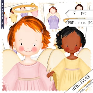 Clipart de ángel, clipart para niños, clipart de cumpleaños, clipart de ángel imprimible, clipart de niña, clipart de acuarela, clipart digital, original, uso comercial