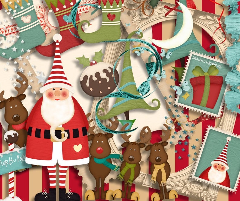 Christmas Scrapbook Scrapbook Kit the Santa Christmas Kit Etsy