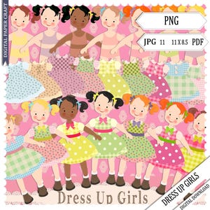 Printable Paper Doll Set: Dress Up Girls with Colorful Hair (Digital Download)