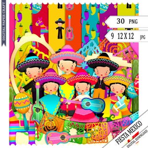 Mexican Fiesta Clipart Kit: Scrapbook Embellishments (Digital Download)
