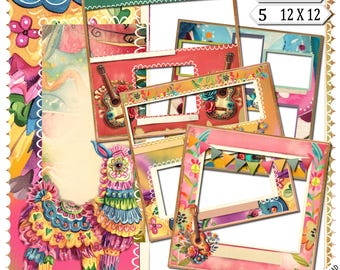 Mexican Scrapbook Quick Pages: Cinco de Mayo, Floral (Digital Download) Photo Book Template Easy page