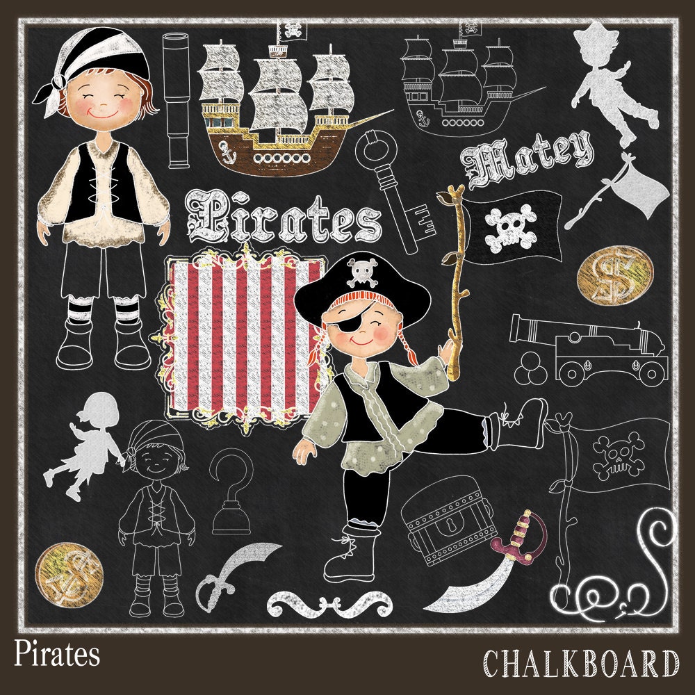 Pirate Clipart Pirate Chalk art Chalk Board Clipart Pirate Etsy