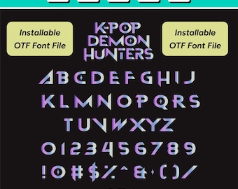 Kpop Demon Hunters typsnittspaket, Huntrix-typsnitt, Anime SVG (digital nedladdning)
