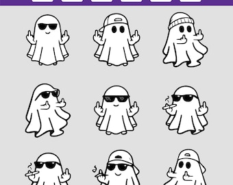 Rolig spöke långfinger SVG PNG Clipart, Halloween Cricut-fil (digital nedladdning)