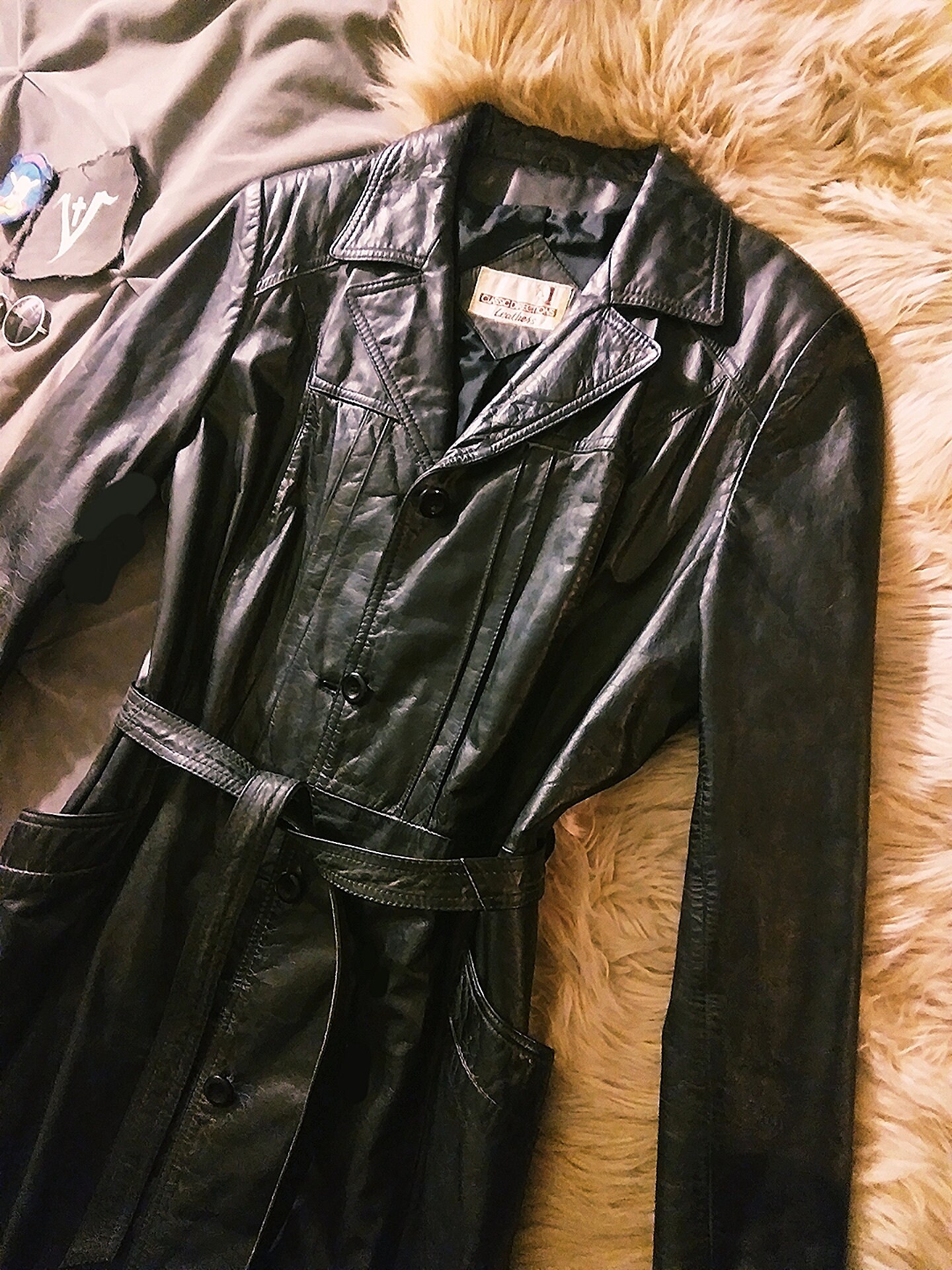 1970's Vintage Ozzy Leather Trench Coat - Black, Size M/L - Etsy
