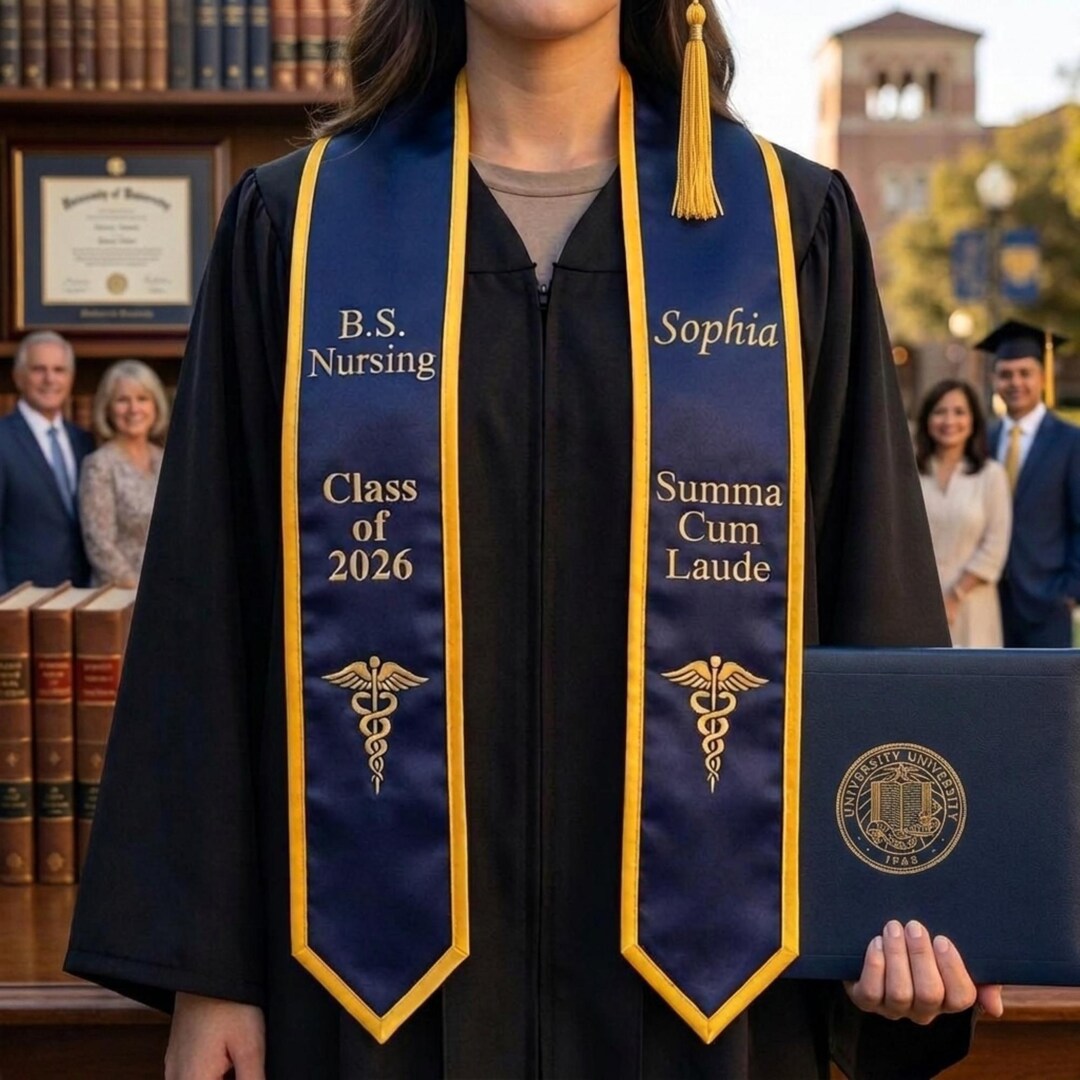 Custom Embroidery Graduation Stole, Personalized Graduation Sash ...