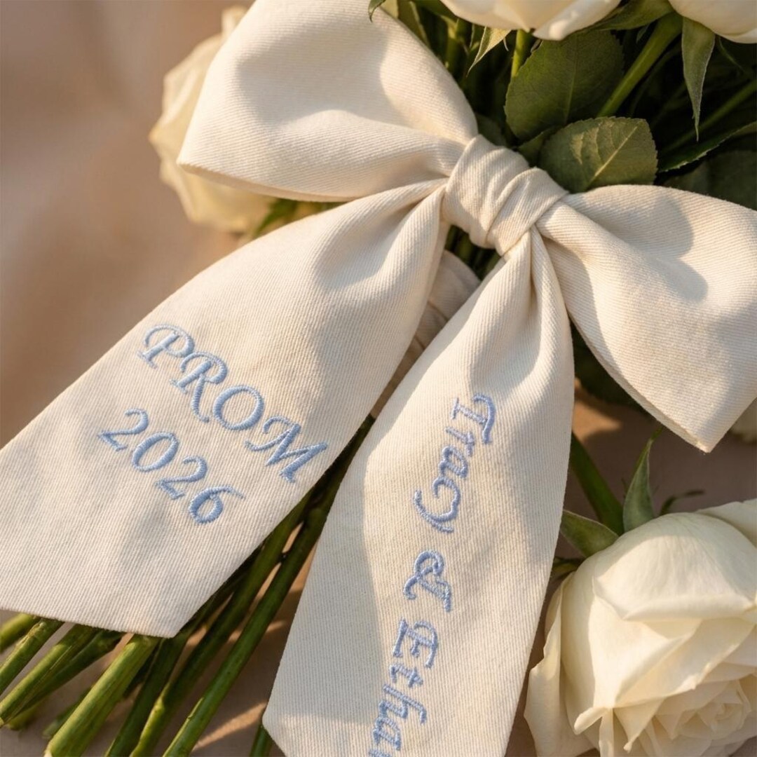 Prom Ribbon Custom Embroidered Prom 2026 Ribbon, Personalized Prom Bouquet Sash ...