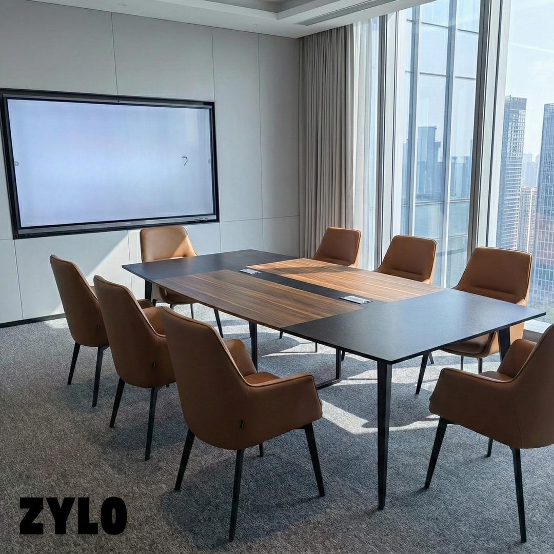 8 Ft Rectangular Conference Table, Engineered Wood Boardroom Desk ...