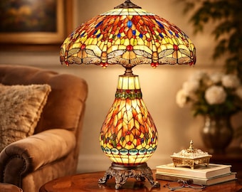 Vintage Tiffany Style lamp Dragonfly Design 68cm