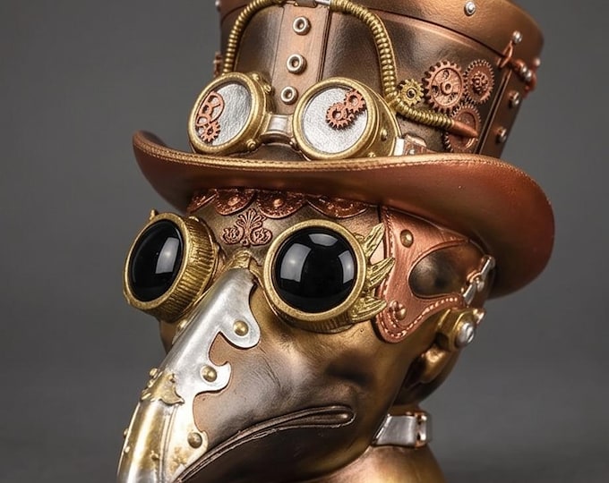 Steampunk Plague Doctor Figurine with Top Hat – 17 cm Polyresin Statue Decor