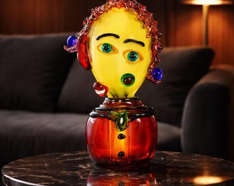 A Murano Style Glass Figurine Of A Womans Head 60cm
