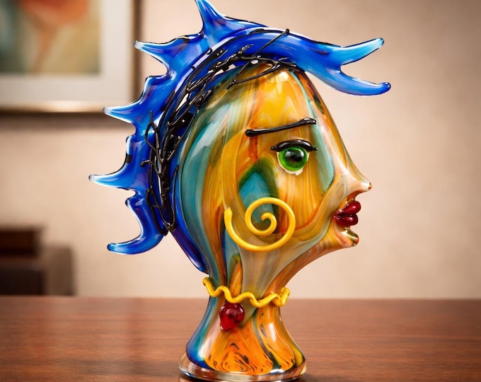 A Murano Style Glass Figurine Of A Womans Face 39.5cm