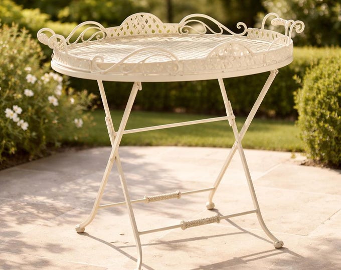 A White Iron Vintage Butler Table