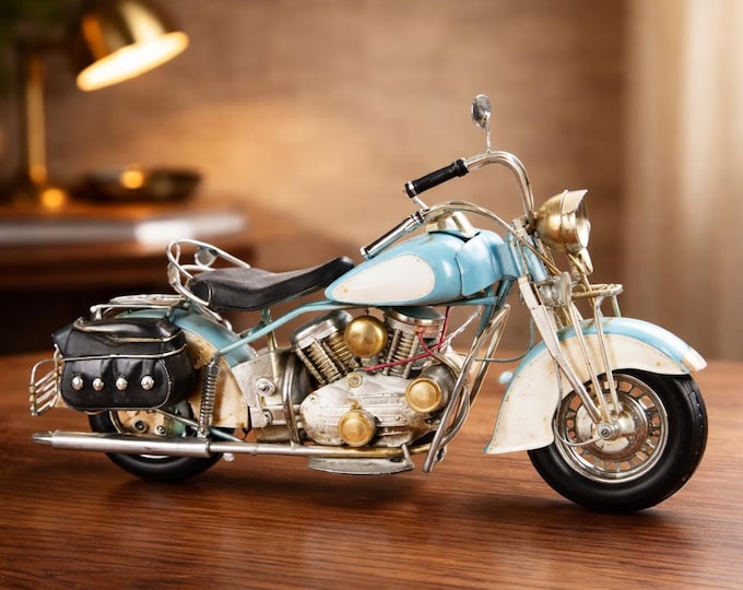 A Vintage Metal Model Of A Motorcycle 37cm