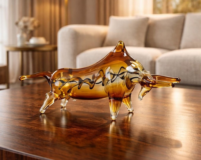 A Murano Style Glass Figurine Of A Bull 38cm