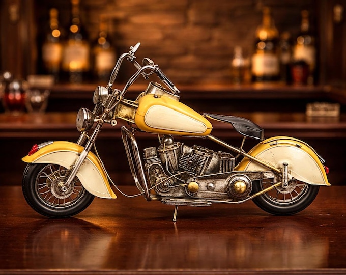 A Vintage Metal Model Of A Motorcycle 53cm
