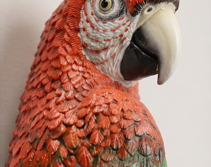 A Cast Iron Wall Mount Red And Blue Macaw 65 cm