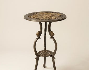 A Cast Iron Antique Flower Table Bronze with Gold 66 cm Side Table