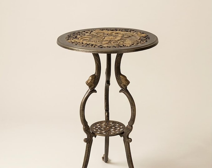 A Cast Iron Antique Flower Table Bronze with Gold 66 cm Side Table