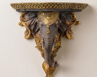 A Resin Elephant Head Wand Console 32 cm