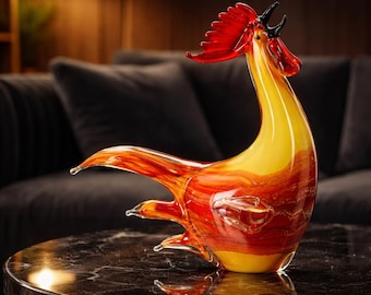 A Murano Style Glass Figurine of A Rooster 30cm