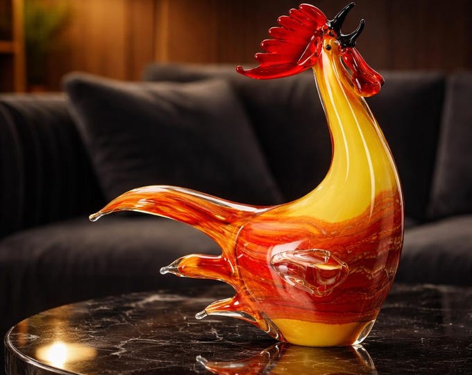 A Murano Style Glass Figurine of A Rooster 30cm