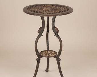 A Cast Iron Antique Flower Table Brown with Gold 66 cm Side Table