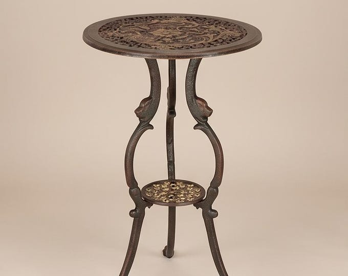 A Cast Iron Antique Flower Table Brown with Gold 66 cm Side Table