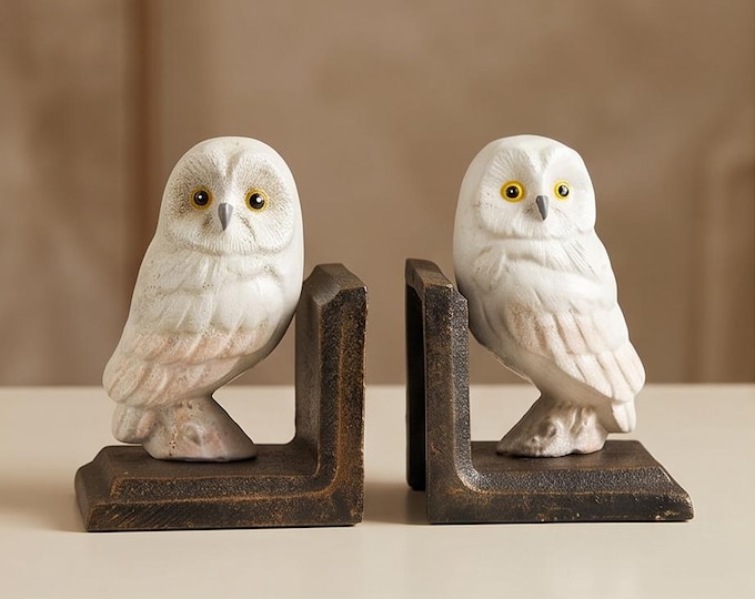 A Pair Of Cast Iron Owl Bookends 12cm