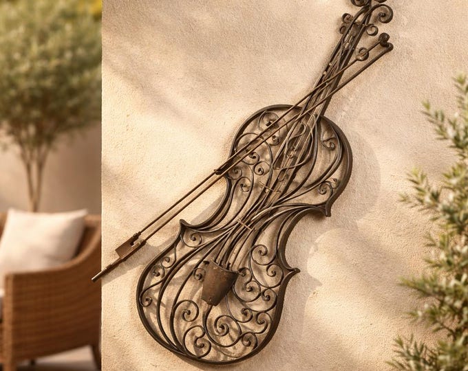 A 3 Dimensional Iron Violin Wall Decor 83cm