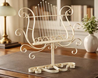 An Iron Music Or Menu Stand, White, 55cm
