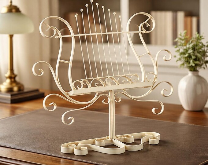 An Iron Music Or Menu Stand, White, 55cm