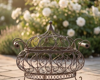 A Wrought Iron Vintage Oval Basket 41cm
