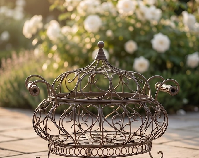 A Wrought Iron Vintage Oval Basket 41cm
