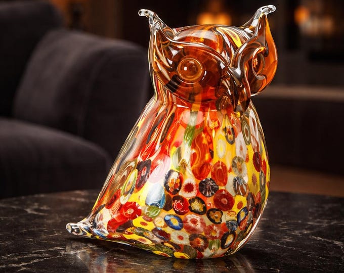 A Murano Style Glass Figurine Of An Owl 28cm