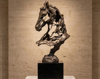 A Bronze Sculpture Of A Modern Open Horse Head 42cm
